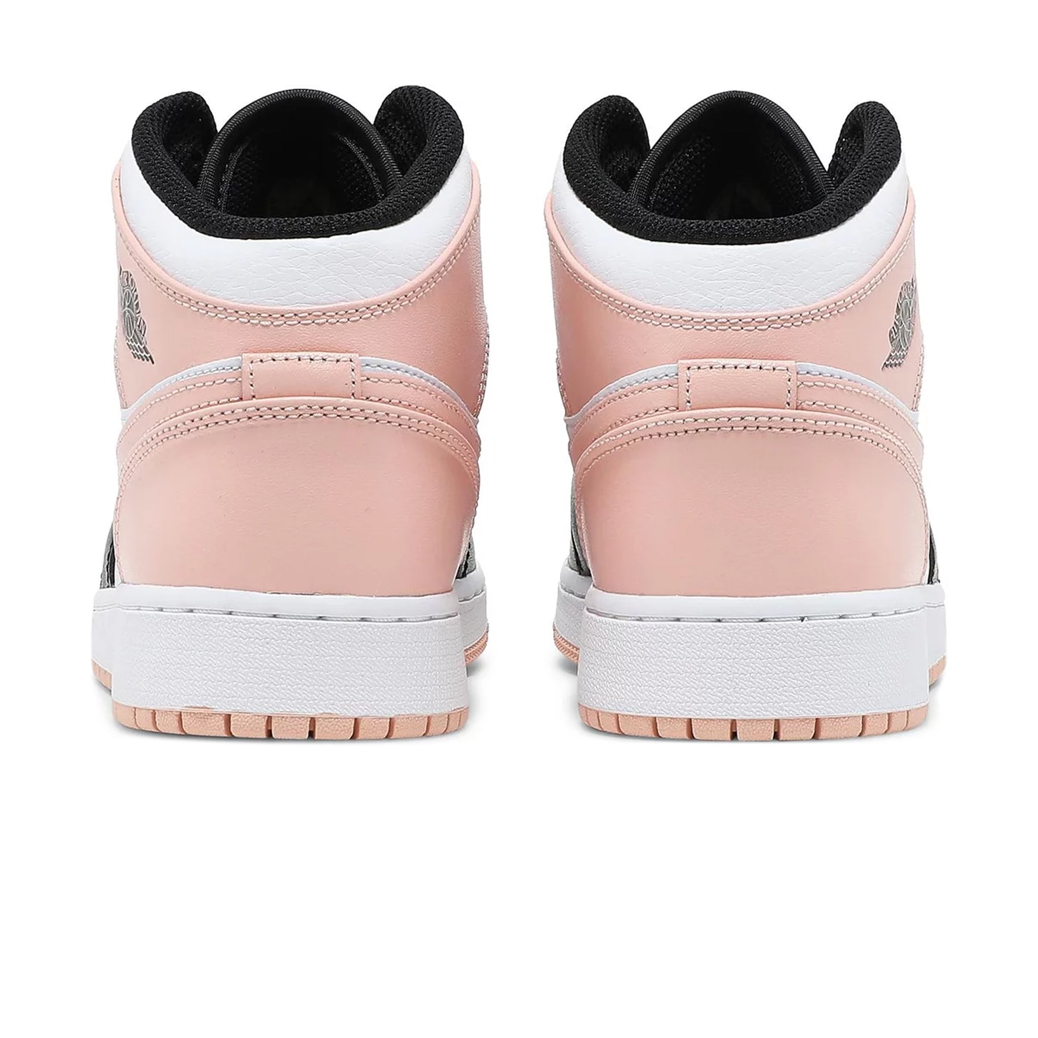 Heel view of Air Jordan 1 Mid Crimson Tint Toe (GS) 554725-133